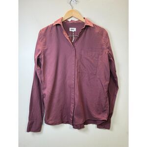 PACT Organic Cotton Button Down Shirt Women’s XS Red Long Sleeve Casual Cuffless